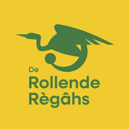 Rollende Reigers logo groen op gele achtergrond